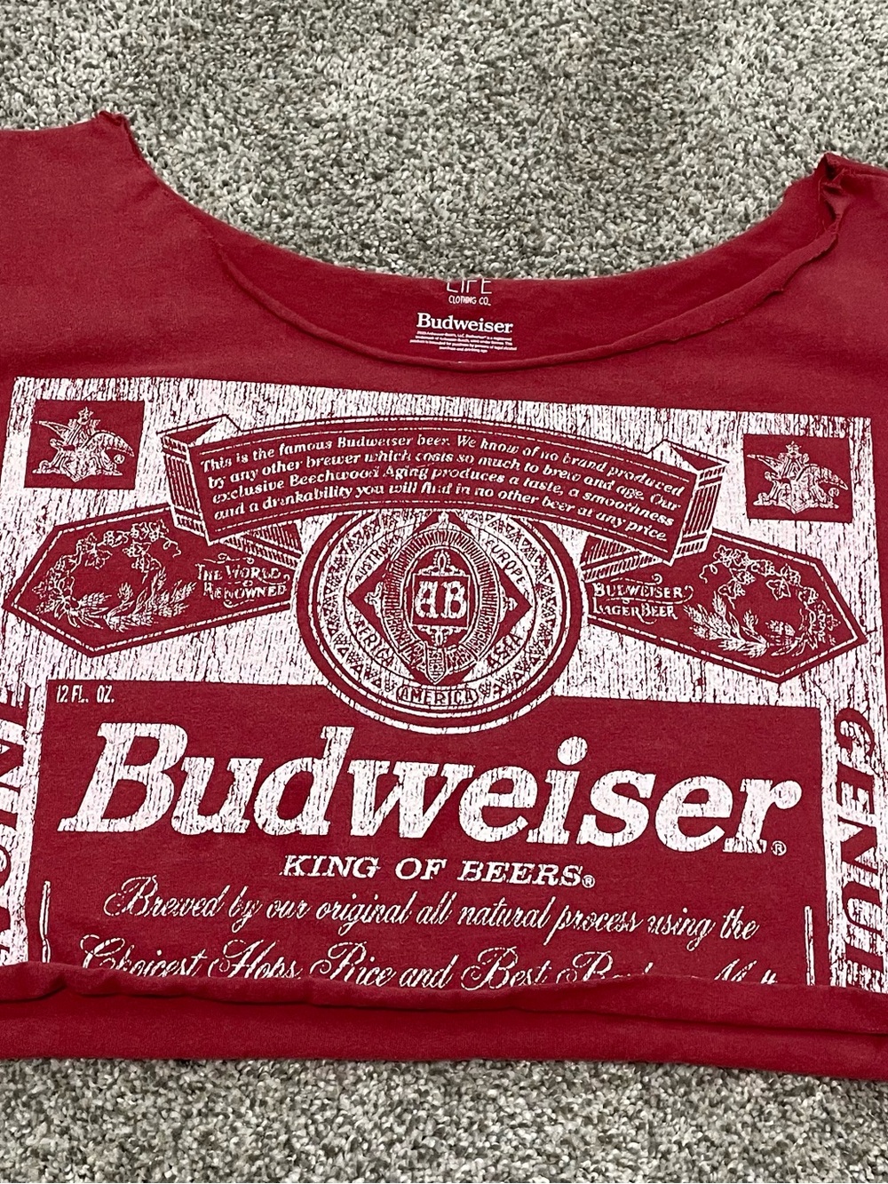 Budweiser Cropped Tank Top Medium Red Graphic Beer Logo Cutoff Crop Tee